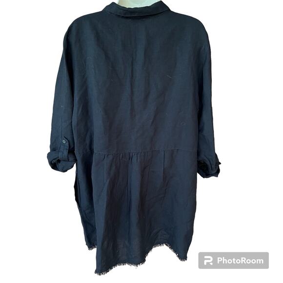 Tommy Bahama St. Lucia Linen Blend Boyfriend Shirt Black Swim Cover Up Women's L - Picture 6 of 12